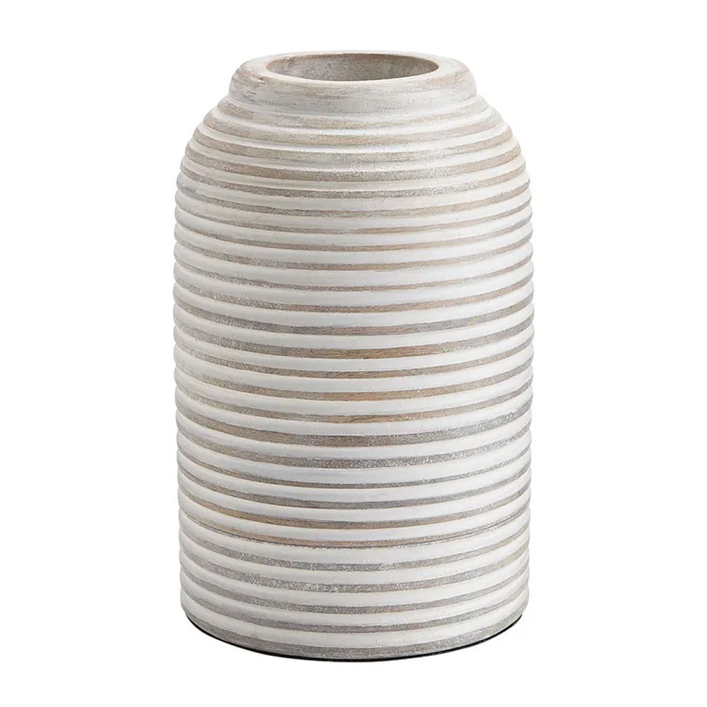 Whitewash Tan Wood Vase Small — view 1