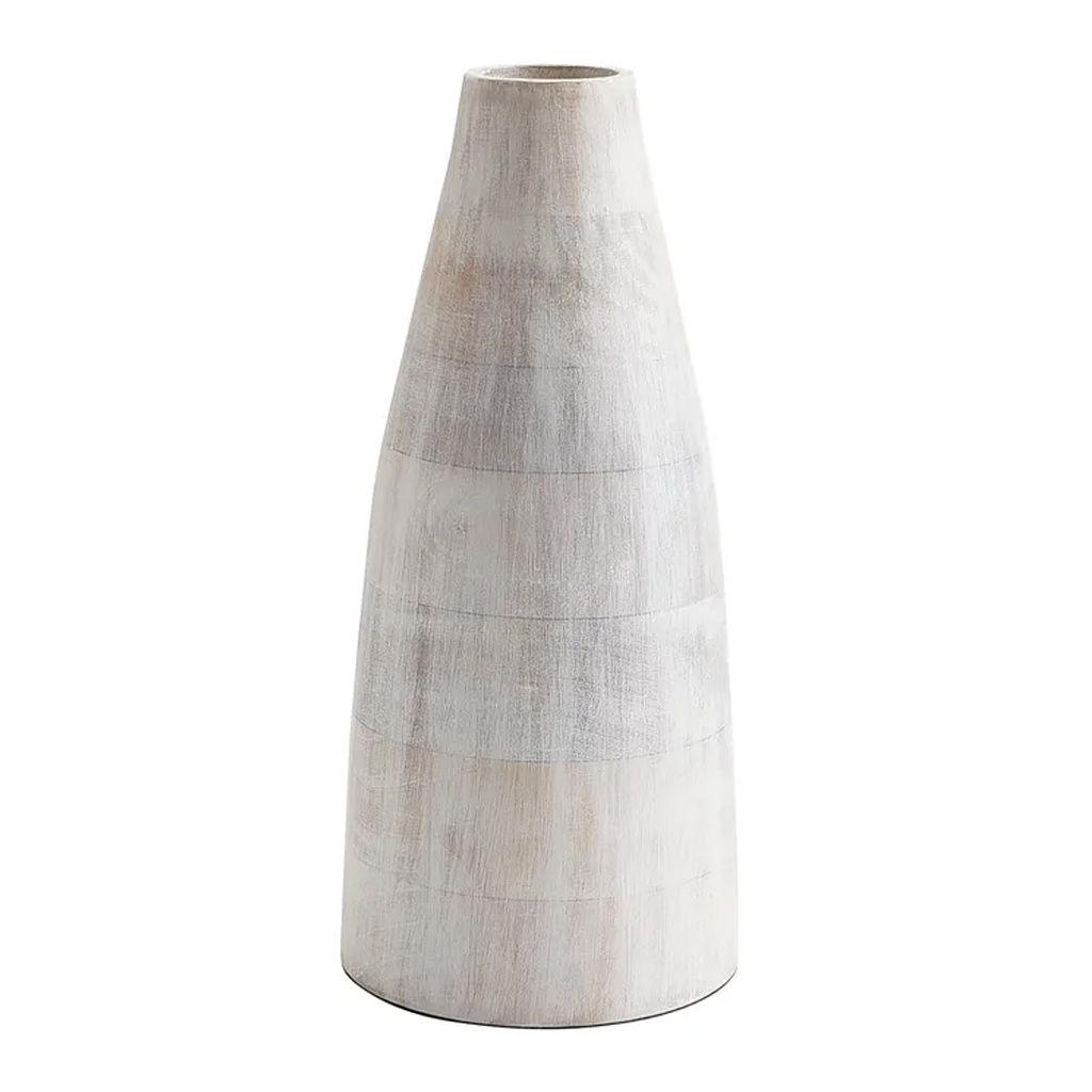 Whitewash Tan Wood Vase Large — view 1