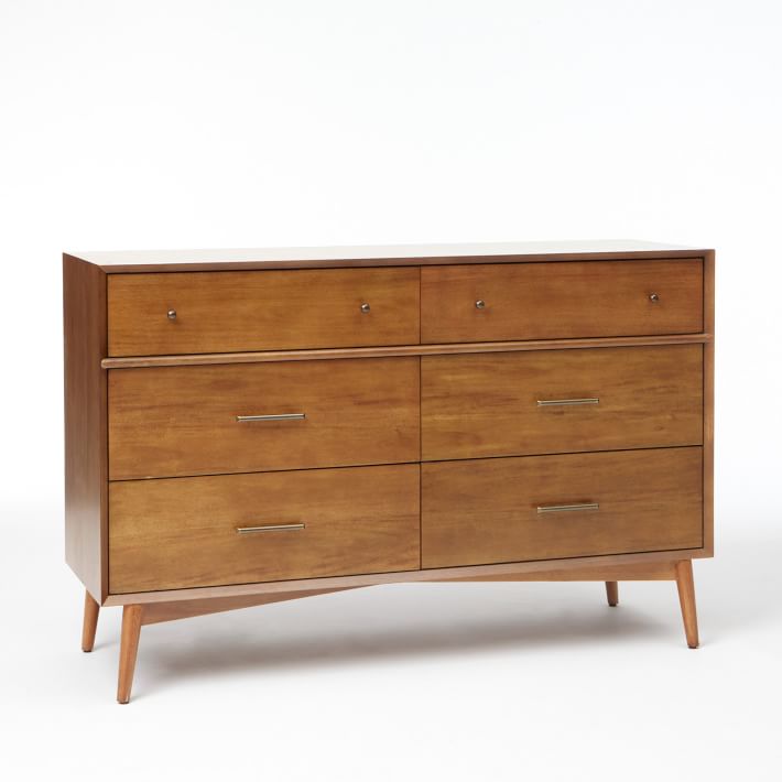 Mid Century Six Drawer Dresser Acorn — view 1