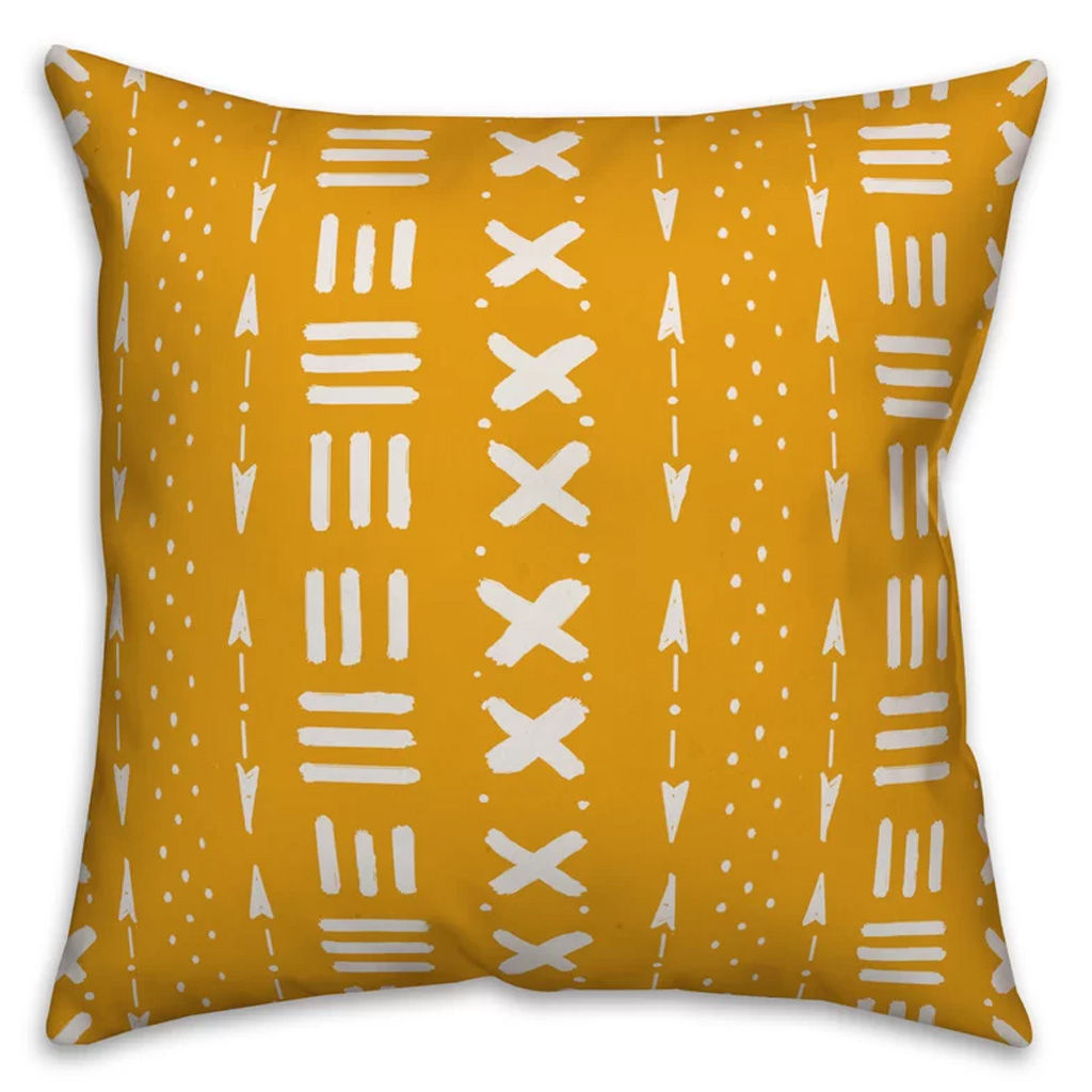 Waddell Tribal Mudcloth Pattern Throw Pillow With Insert-18"x18" — view 1