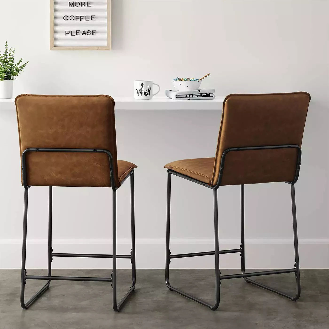 Upholstered Counter Stool with Metal Frame thumbnail 4