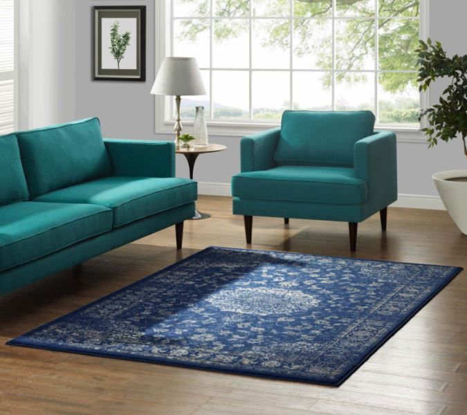 Alij Distressed Blue Area Rug - 5'x8' thumbnail 2