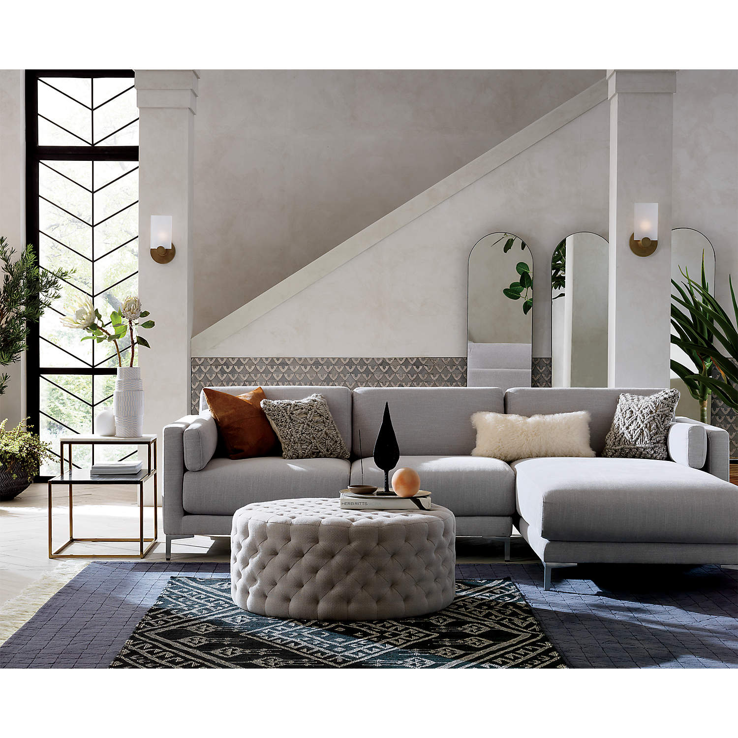 TUFTED NATURAL OTTOMAN thumbnail 5