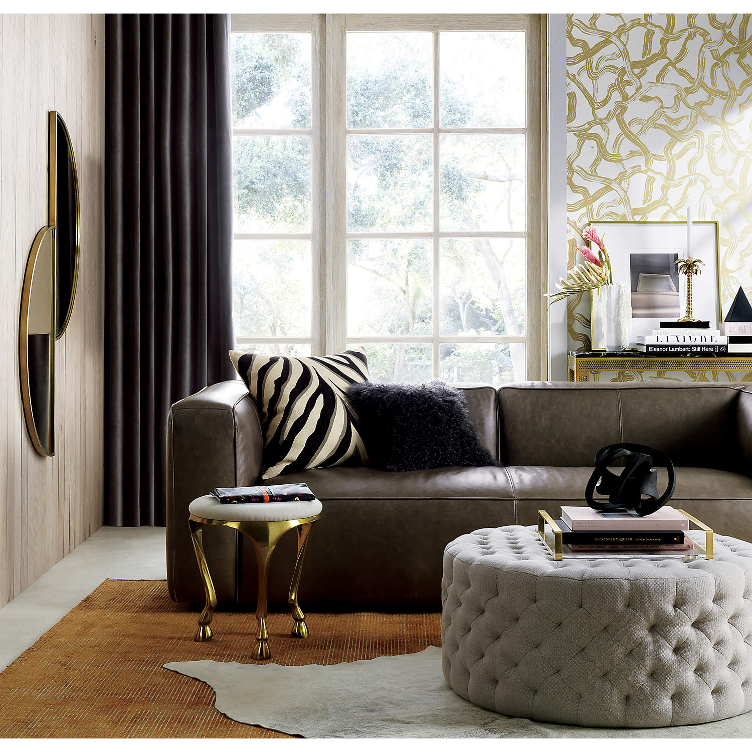 TUFTED NATURAL OTTOMAN thumbnail 6