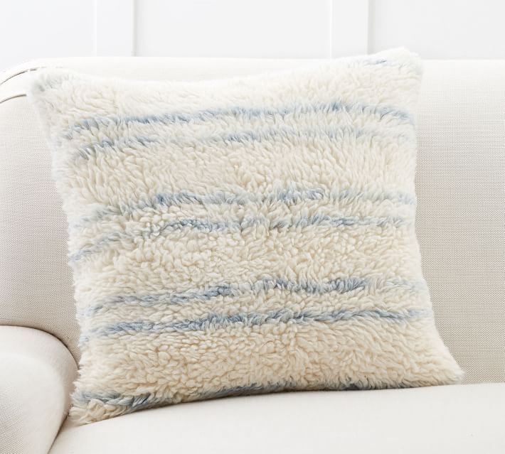 Blue Striped Wool Pillow Cover — view 1