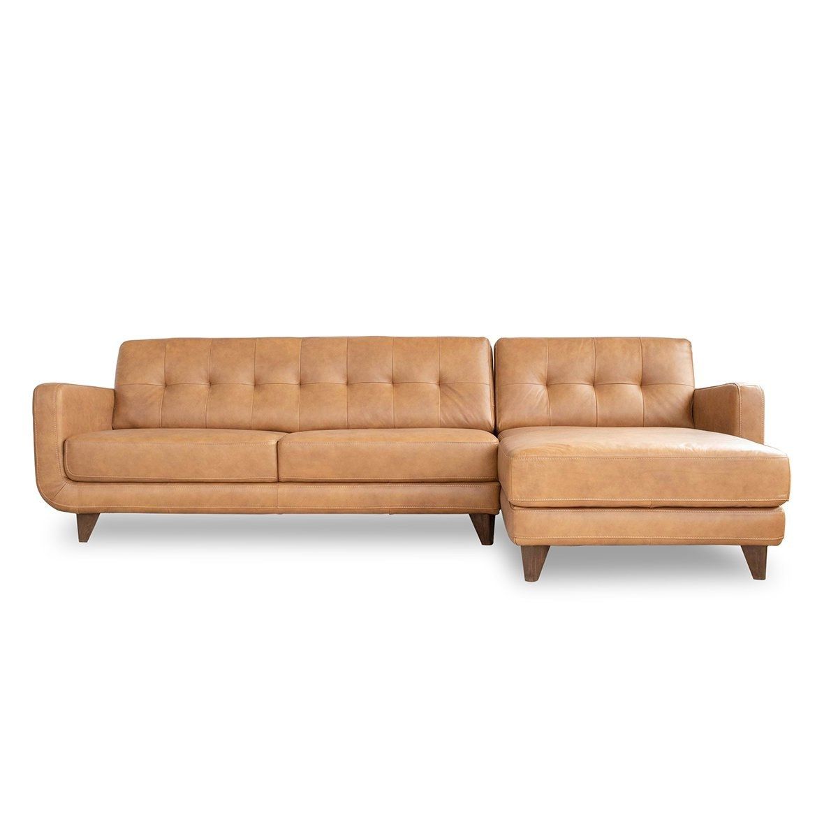 CASSIE TAN LEATHER SECTIONAL SOFA (RIGHT CHAISE) — view 1