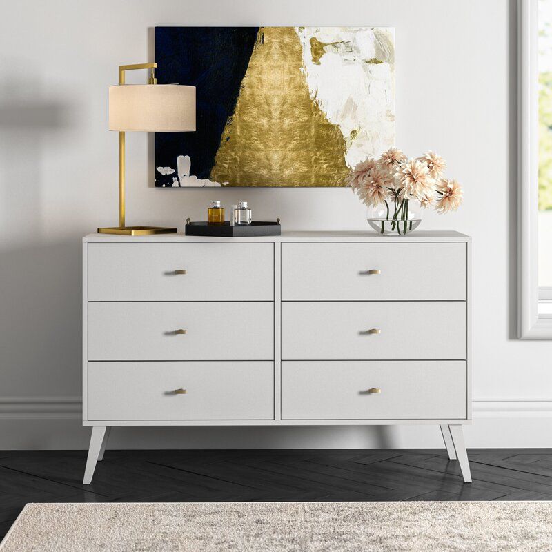 Shamar Mid Century Modern 6 Drawer Double Dresser thumbnail 2