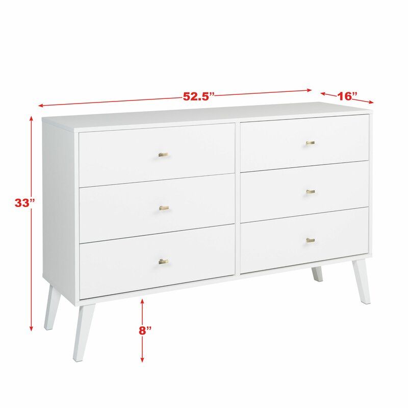 Shamar Mid Century Modern 6 Drawer Double Dresser thumbnail 4