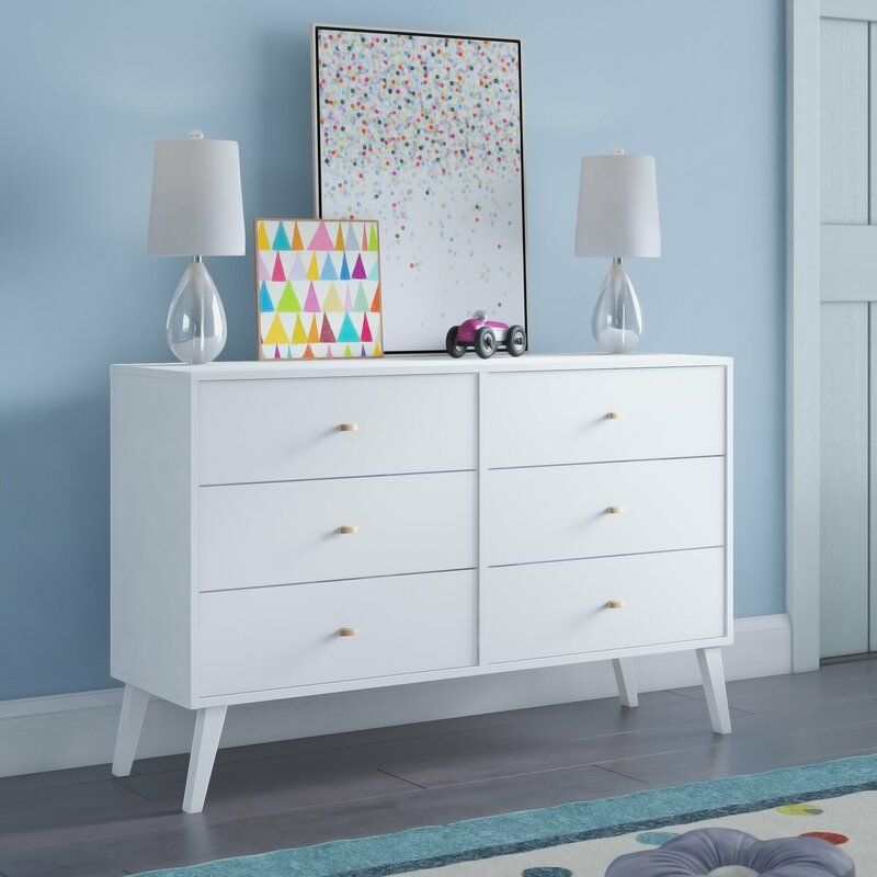 Shamar Mid Century Modern 6 Drawer Double Dresser thumbnail 5