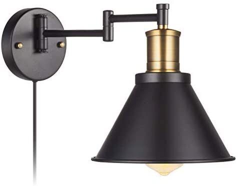 Swing Arm Wall Lamp Plug In Cord Industrial Wall SconceSwing Arm Wall Lamp Plug In Cord Industrial Wall Sconce — view 1