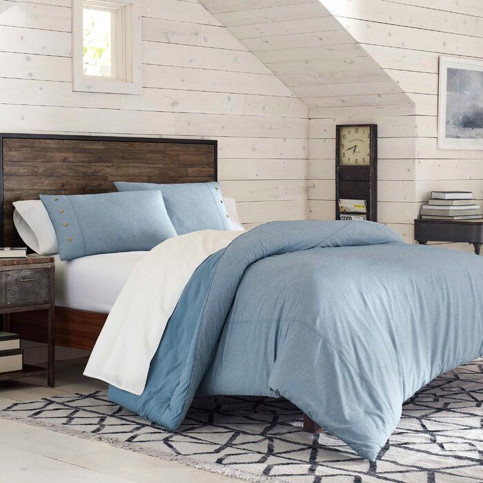 Riley Blue Microfiber Reversible Modern Comforter Set Queen — view 1