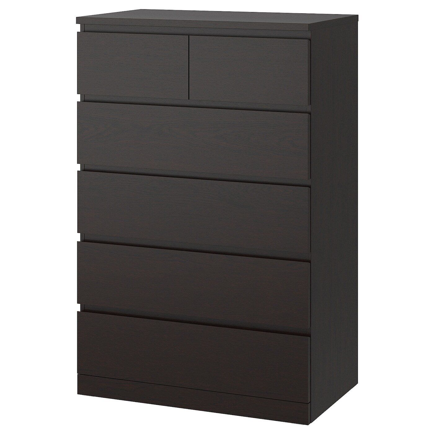 MALM 6-drawer chest black-brown — view 1