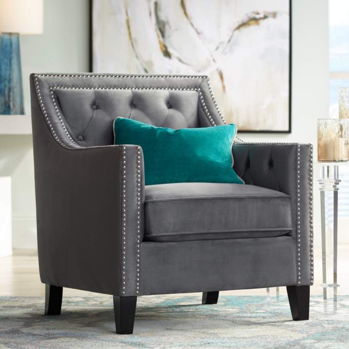Tiffany Gray Tufted Armchair thumbnail 4