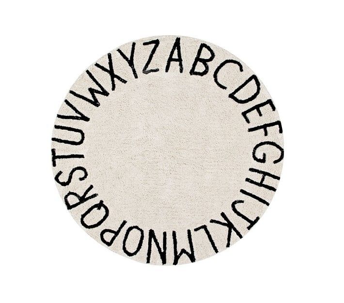 Lorena Canals Round ABC Washable Rug Black — view 1
