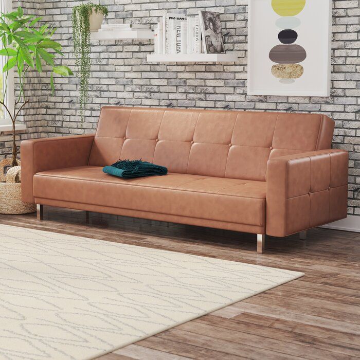 Graham 85.43 Wide Faux Leather Square Arm Reclining Sleeper thumbnail 3
