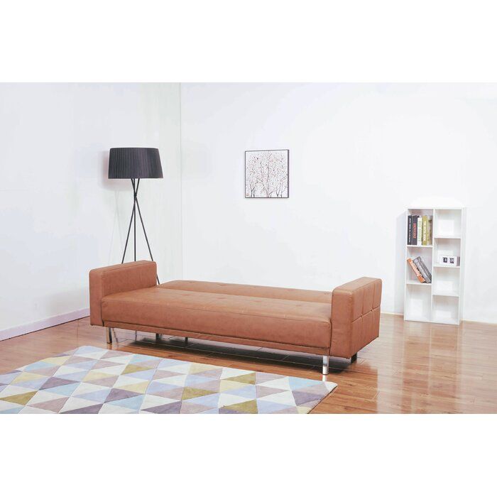 Graham 85.43 Wide Faux Leather Square Arm Reclining Sleeper thumbnail 4