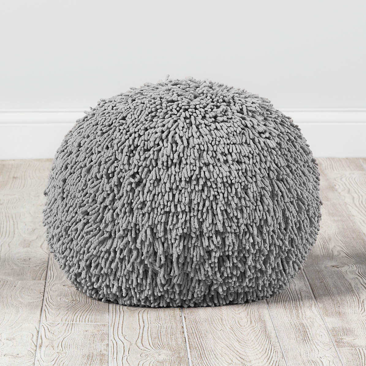 Grey Shaggy Pouf thumbnail 2
