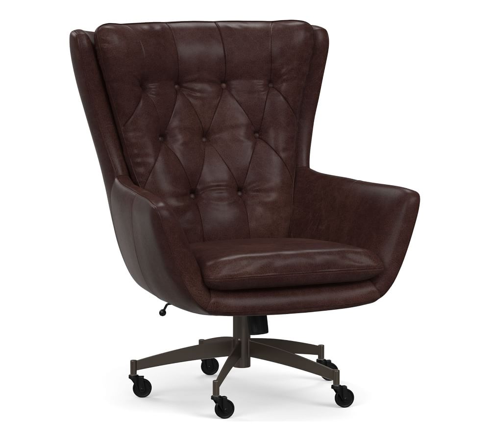 Wells Leather Swivel Desk Chair thumbnail 4