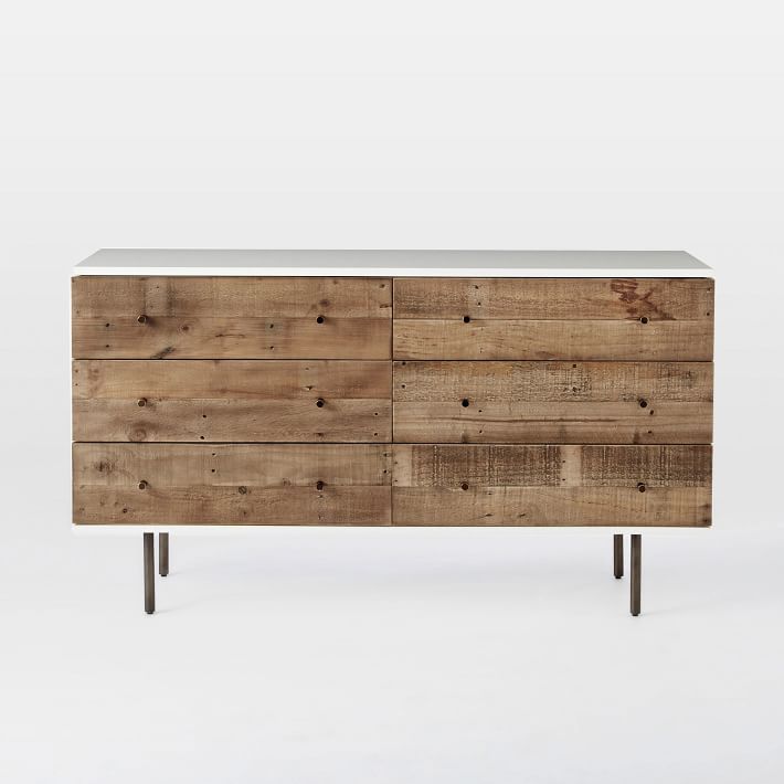 Reclaimed Wood & Lacquer 6-Drawer Dresser — view 1