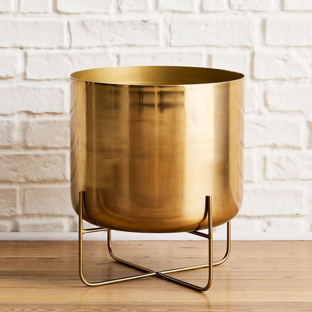 Spun Metal Standing Planters — view 1