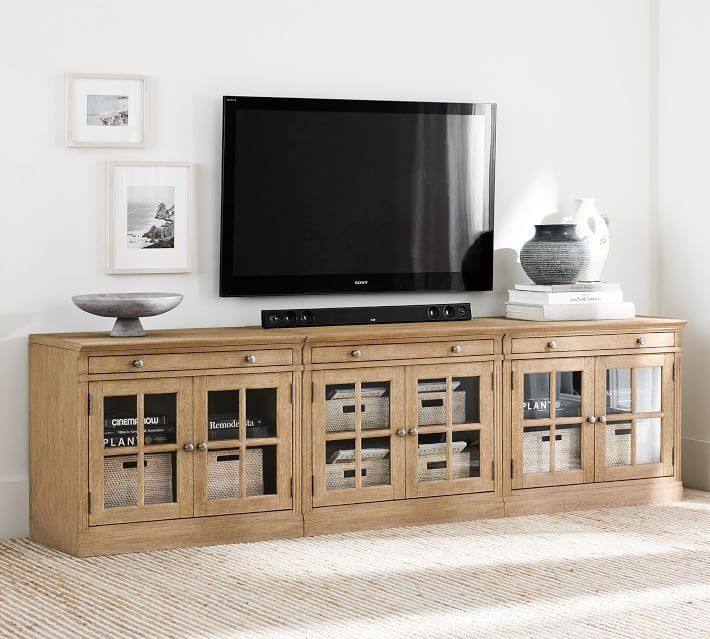 Livingston Media Console with Glass Cabinets (105'') thumbnail 2