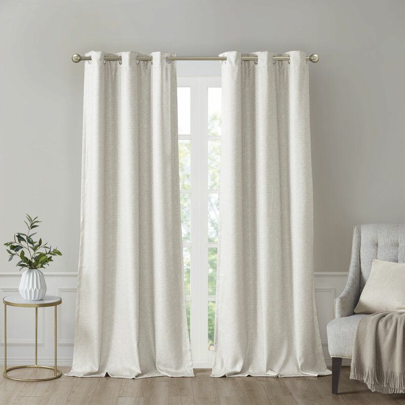 Martamique Tonal Printed Faux Silk Solid Color Blackout Thermal Grommet Curtain Panels thumbnail 2