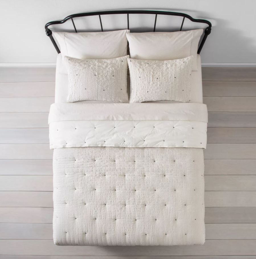 Stripe and Stitch Embroidery Comforter and Sham Set thumbnail 4