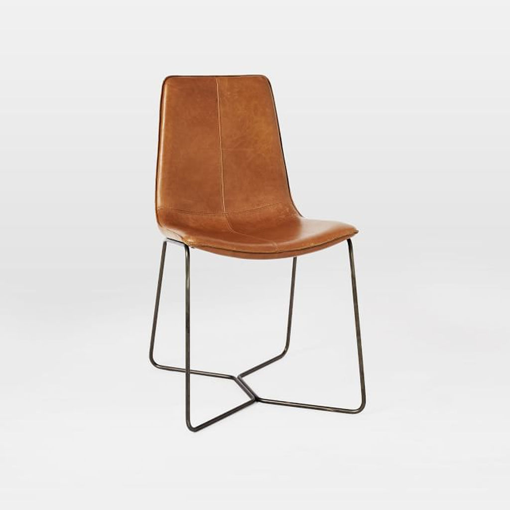 Slope Leather Dining Chair, Saddle Leather, Nut, Charcoal Leg thumbnail 3