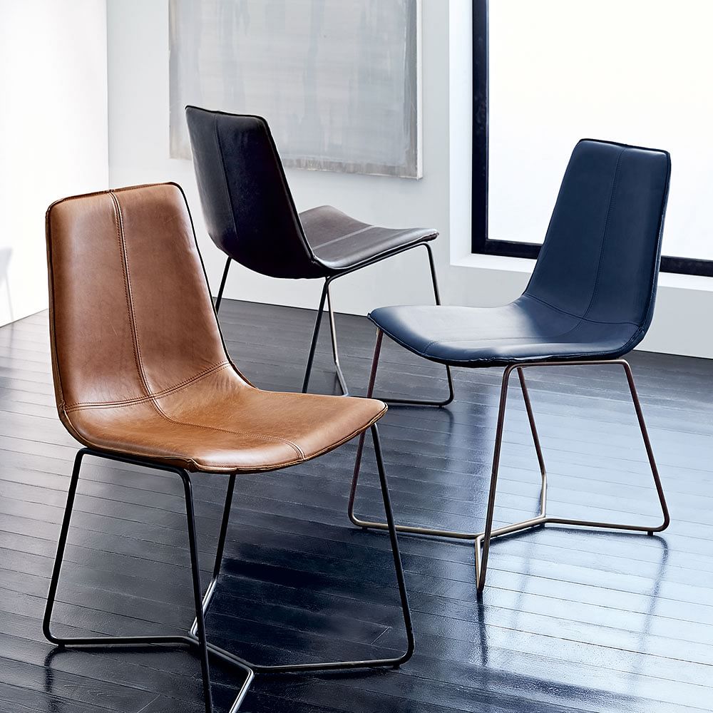Slope Leather Dining Chair, Saddle Leather, Nut, Charcoal Leg thumbnail 5