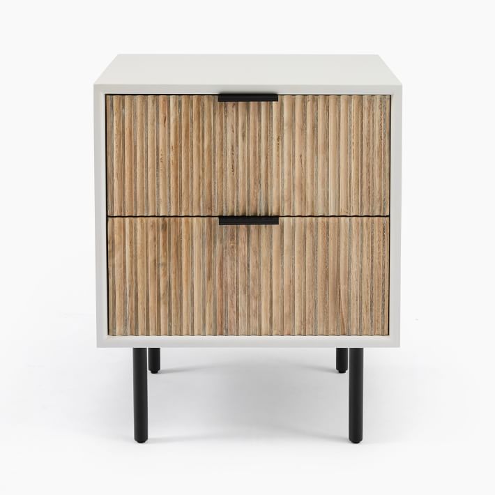 Quinn Wood Nightstand - White/Antique Bronze thumbnail 3