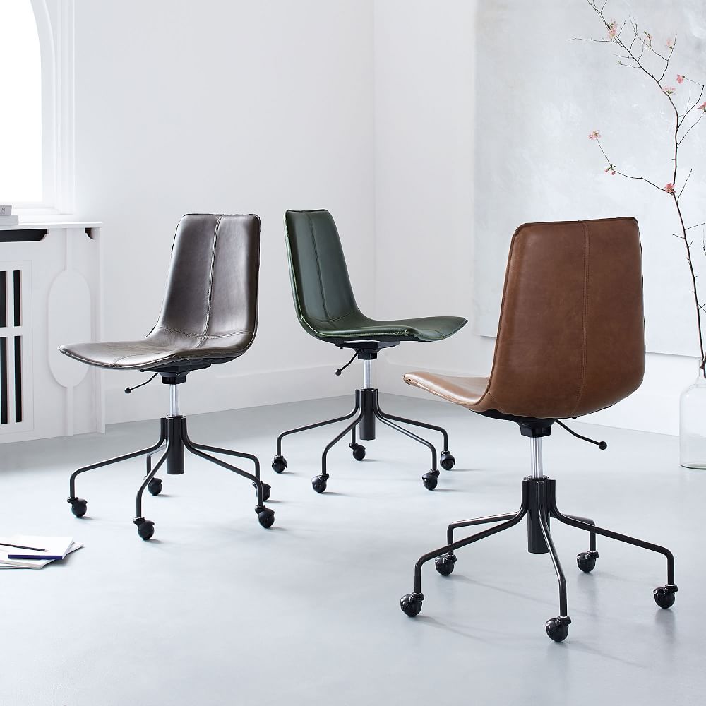 Slope Leather Swivel Office Chair thumbnail 3