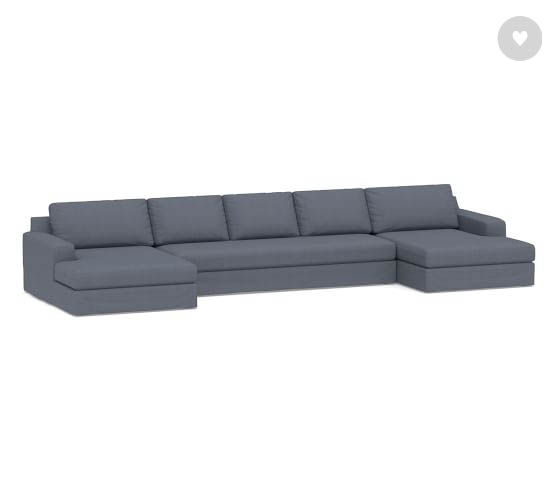 Big Sur Square Arm Slipcovered U Double Chaise Grand Sofa thumbnail 3