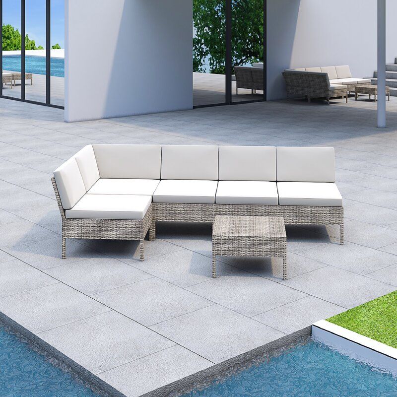 Bromborough 6 Piece Rattan Sectional Seating Group with Cushions _2 — view 1