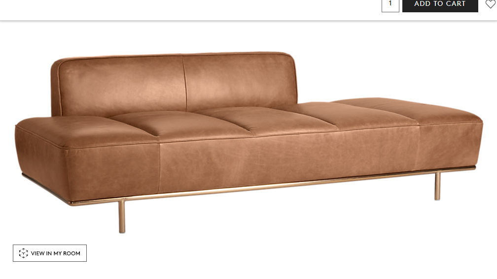 Lawndale Saddle Leather Daybed with Brass Base — view 1