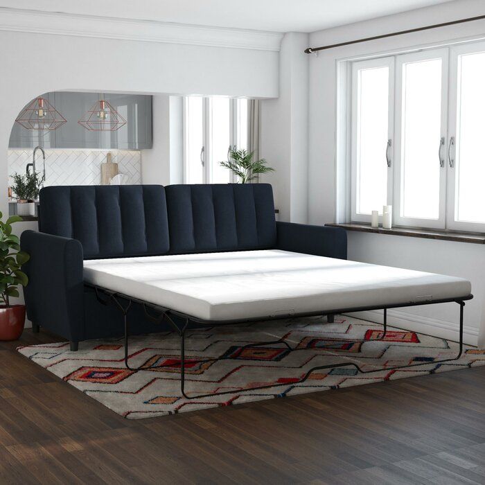 Brittany 74.5'' Linen Square Arm Sofa Bed thumbnail 3