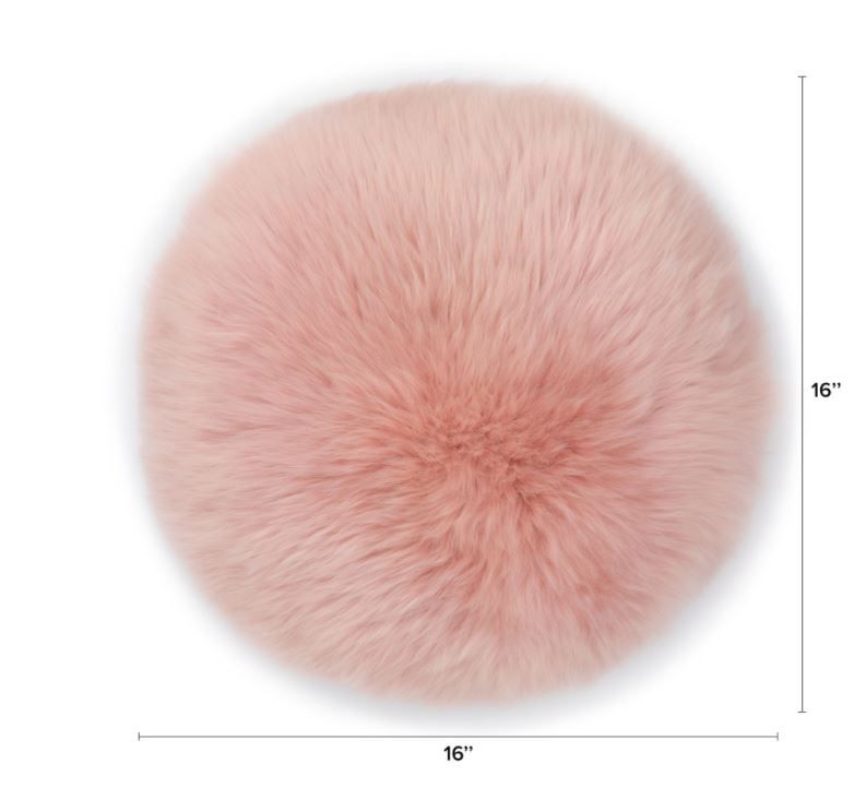 Lanna Pink Round Sheepskin Pillow With Insert-16"x6" thumbnail 4