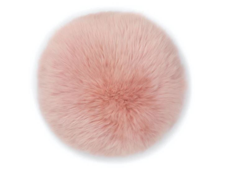 Lanna Pink Round Sheepskin Pillow With Insert-16"x6" thumbnail 2