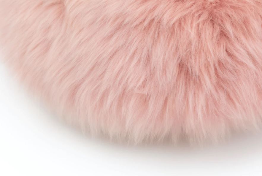 Lanna Pink Round Sheepskin Pillow With Insert-16"x6" thumbnail 3