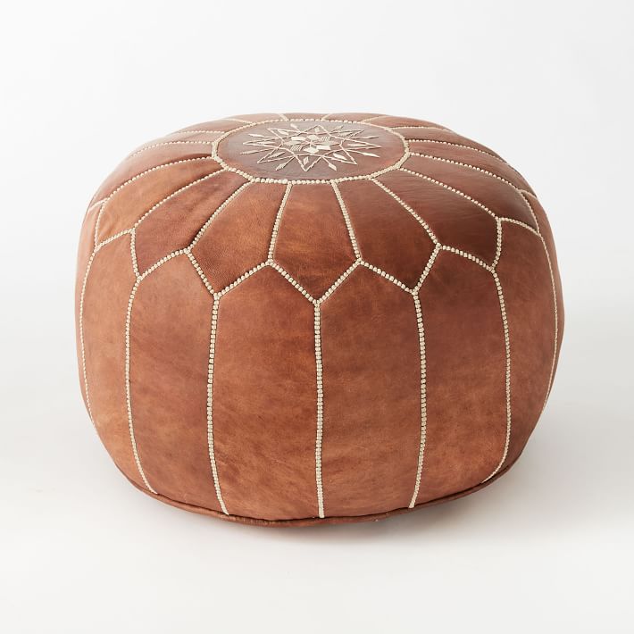 Cherise Leather Pouf Ottoman thumbnail 2