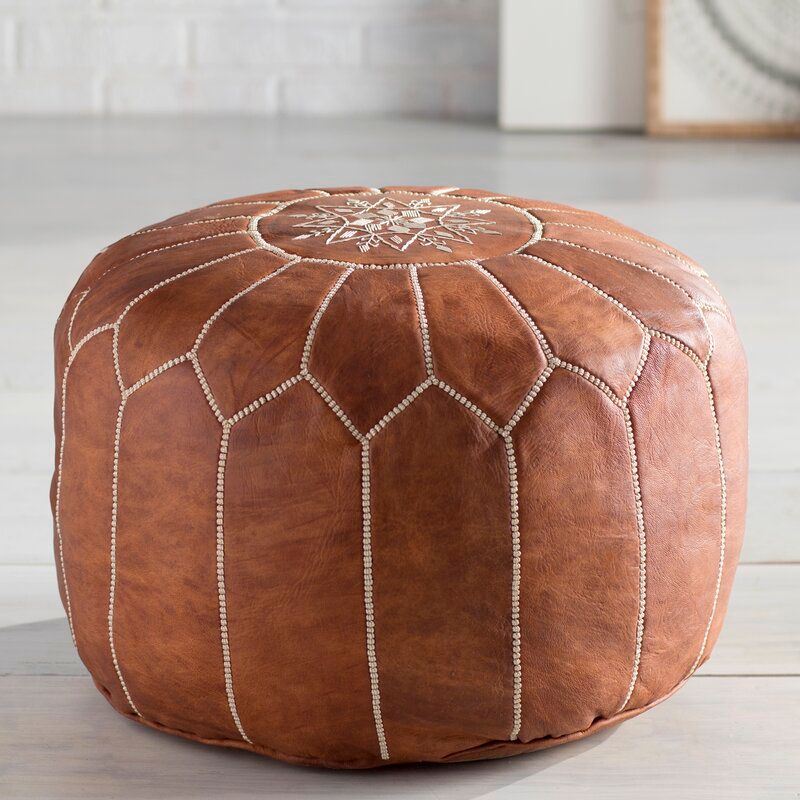 Cherise Leather Pouf Ottoman thumbnail 3