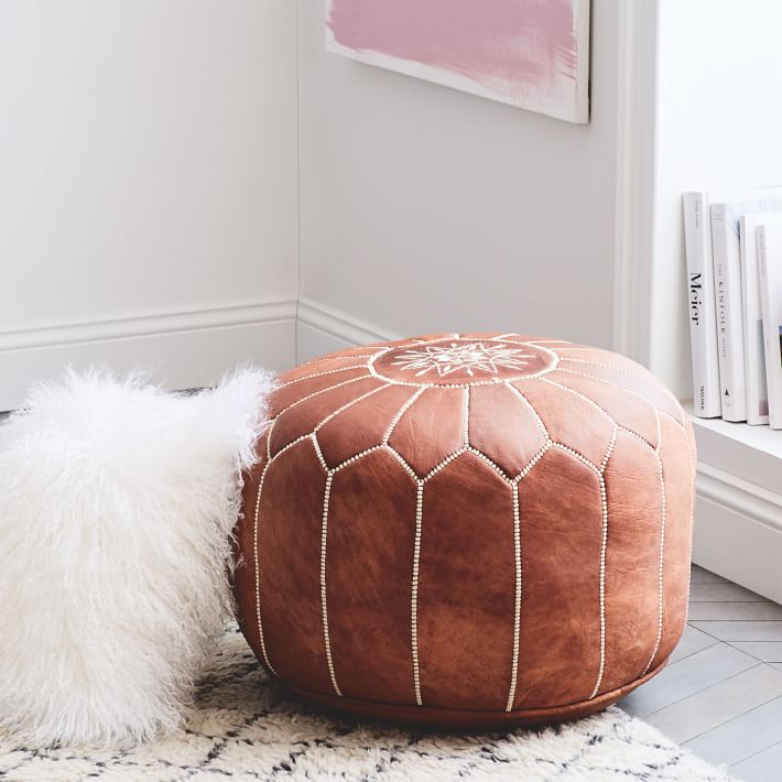 Cherise Leather Pouf Ottoman thumbnail 4