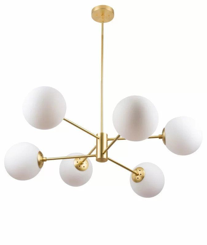 Nyla 6 Light Unique Statement Modern Linear Chandelier — view 1