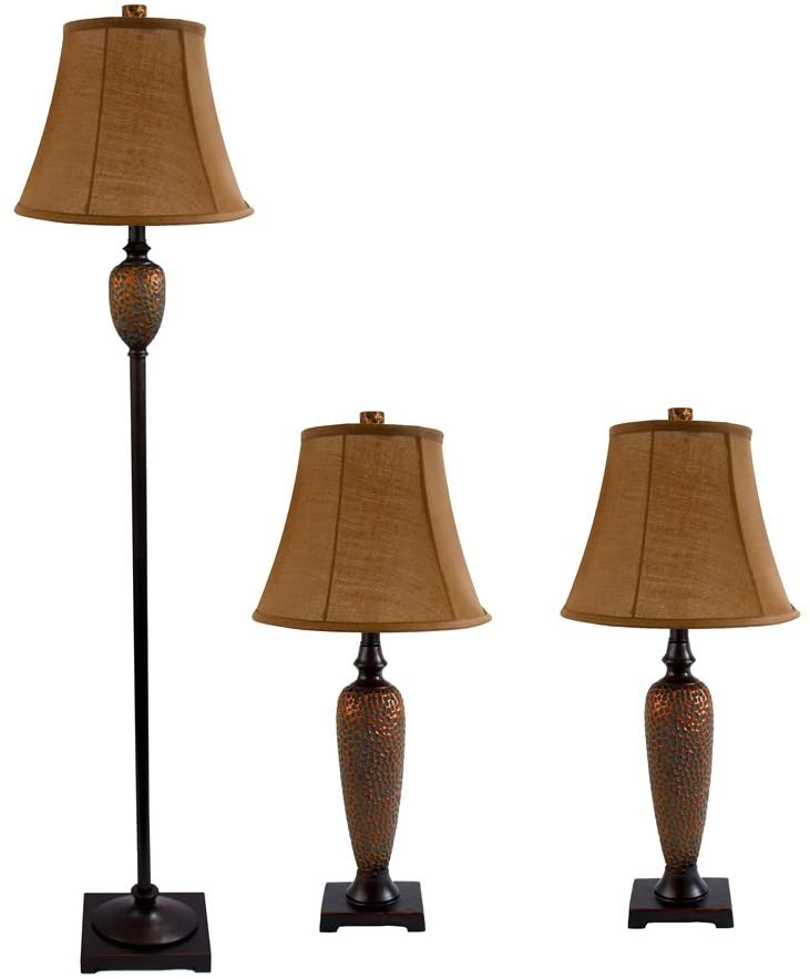 Elegant Designs LC1000-HBZ 3 Piece Hammered Bronze Lamp Set _Floor Lamp — view 1