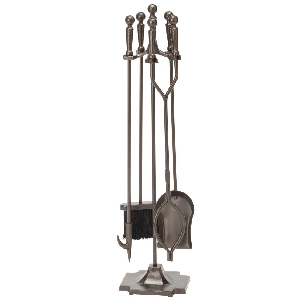 Bronze 5 Piece Fireplace Tool Set with Ball Handles and Pedestal Base — view 1