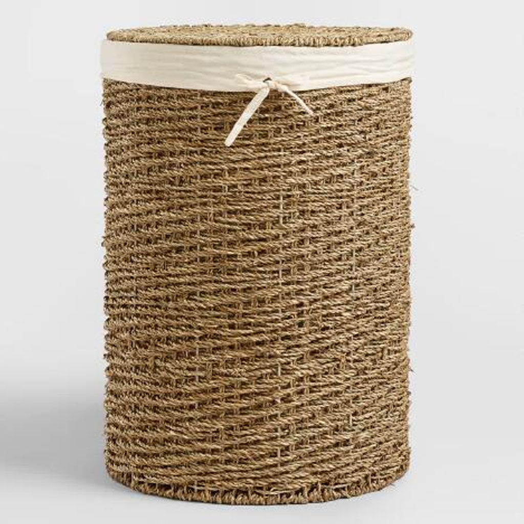 Round Seagrass Trista Hamper With Liner and Lid — view 1