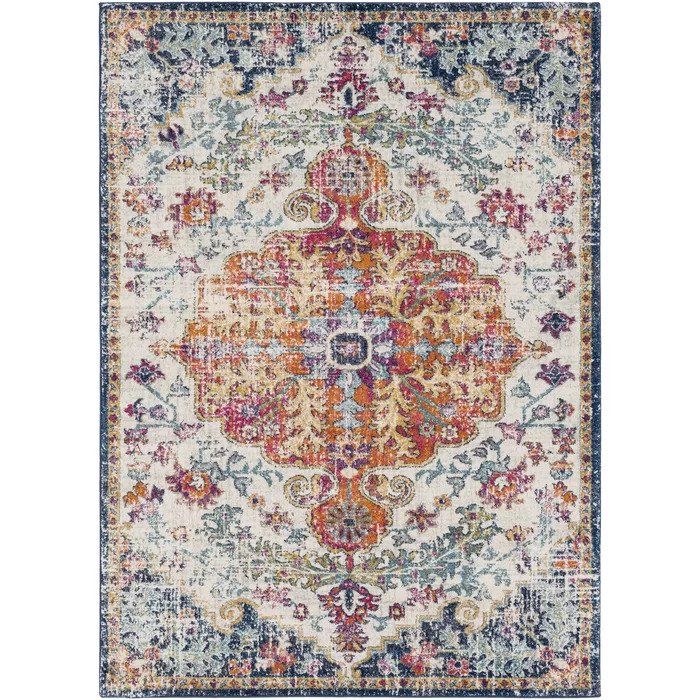 Hillsby Oriental Orange Navy Area Rug — view 1