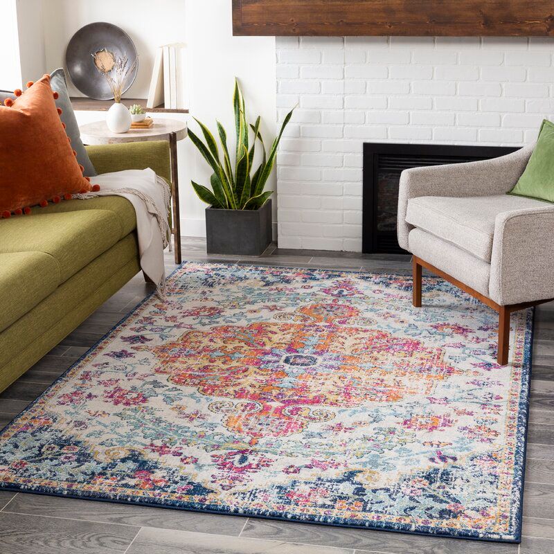 Hillsby Oriental Orange Navy Area Rug thumbnail 3