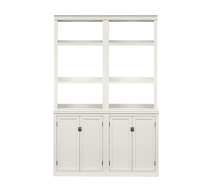 Logan Bookcase with Doors, Antique White — view 1