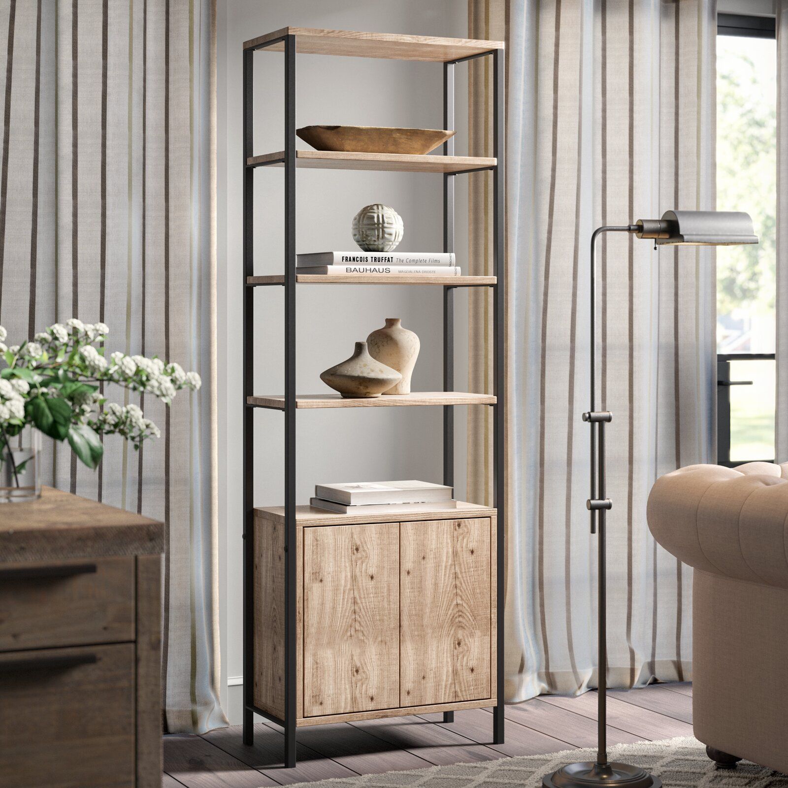 Keyrah 70.8'' H x 23.6'' W Steel Etagere Bookcase thumbnail 3