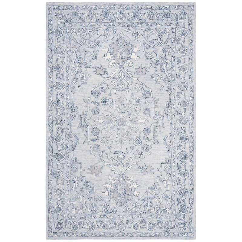 Daggett Oriental Handmade Flatweave Wool Area Rug in Light Blue/Ivory — view 1